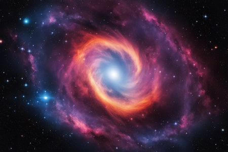 A mesmerizingly colorful galaxy, perfect for your designs related to astronomy.の素材