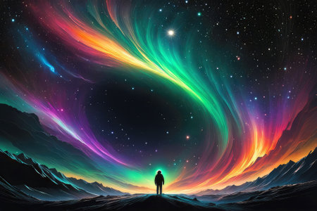 A mesmerizingly colorful galaxy, perfect for your designs related to astronomy.の素材