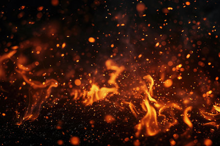 Fuel your creative projects with this vibrant image of flames on a bold black background, adding intensity to your designs.の素材