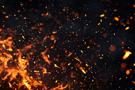 Fuel your creative projects with this vibrant image of flames on a bold black background, adding intensity to your designs.の素材