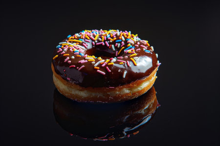 Delicious Donut Perfect for Your Ad: A mouth-watering, glazed donut with colorful sprinkles, ideal for catching attention in your bakery or cafe promotionsの素材