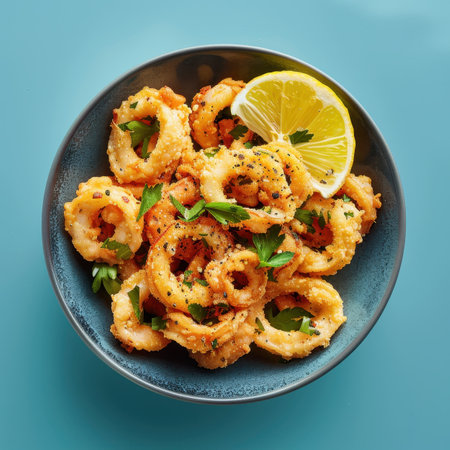 Crispy Fried Calamari with Lemon and Parsleyの素材