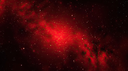 Red galaxy with bright center and stars in the cosmosの素材