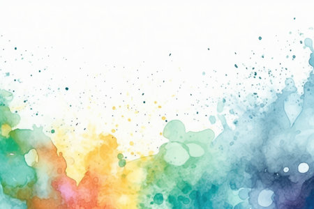 Abstract watercolor background with bright rainbow colors and splashesの素材