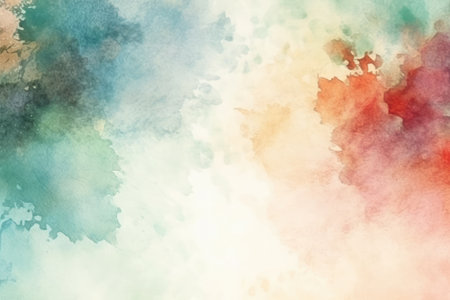 Abstract watercolor background with blue, green, orange, and pink huesの素材