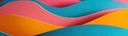A close-up of a digitally rendered abstract pattern featuring wavy lines in shades of blue, orange, and pink.の素材
