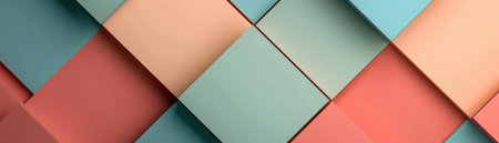 An abstract image of intersecting colored planes creating a geometric pattern.の素材