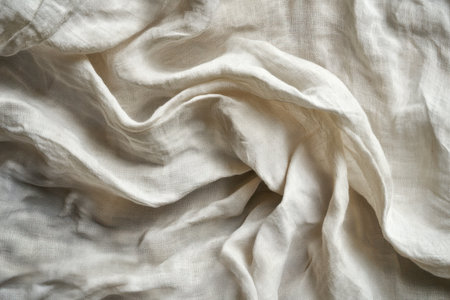 A close-up photograph of white fabric draped in soft folds, revealing a textured surface.の素材