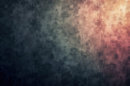 An abstract textured background with a gradient of blue and pink hues on a concrete wall.の素材