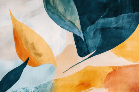 A contemporary abstract painting featuring bold, colorful brushstrokes in a dynamic composition.の素材