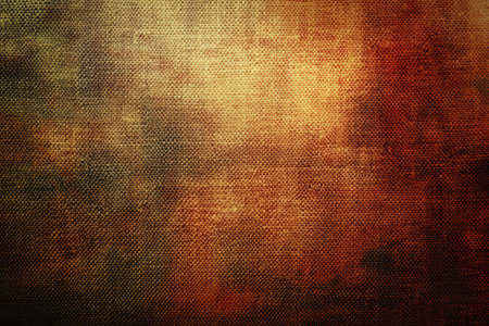 A close-up image of a textured canvas surface with warm gold and red hues, creating an abstract background.の素材