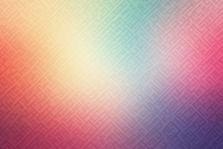A digital abstract background featuring a gradient of colors and a pattern of intersecting lines and squares.の素材