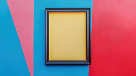 A black frame against a backdrop of blue, pink, and yellow.の素材