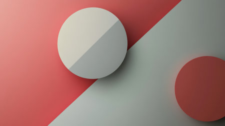 An abstract image featuring two overlapping circles in a minimal, geometric design.の素材