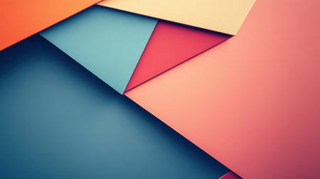 A close-up of an abstract geometric pattern with vibrant colors and sharp lines.の素材