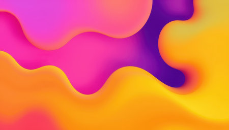 A digital illustration featuring vibrant pink, orange, and purple waves creating a fluid abstract design.の写真素材