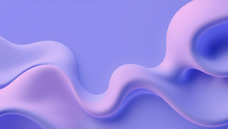 An abstract image features soft purple and lilac flowing waves creating a calm and elegant visual effect.の写真素材