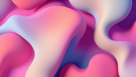 An abstract image featuring flowing pink and purple gradient shapes creating a dynamic and visually appealing background.の写真素材
