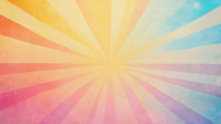 A vibrant abstract background with colorful radiating rays.の素材
