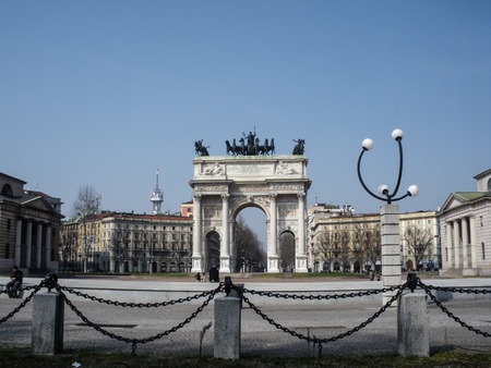 Arch of Peace in Sempione Park, Milan, Lombardy, Italyのeditorial素材