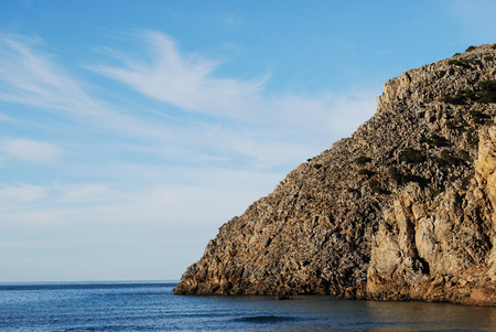 The bay and Caletta beach of Cala Domestica in the Sulcis area of Sardinia, Italyの写真素材