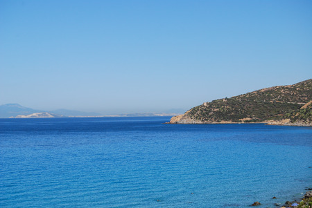 View of beautiful sea of Villasimius, in Sardinia, Italyの写真素材