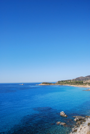 View of beautiful sea of Villasimius, in Sardinia, Italyの写真素材