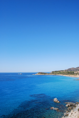View of beautiful sea of Villasimius, in Sardinia, Italyの写真素材