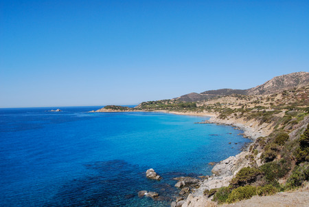 View of beautiful sea of Villasimius, in Sardinia, Italyの写真素材