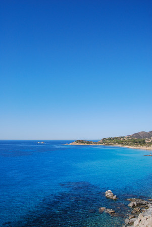 View of beautiful sea of Villasimius, in Sardinia, Italyの写真素材