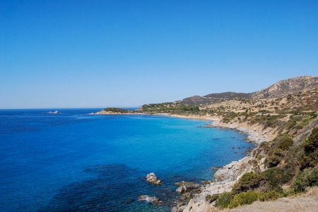 View of beautiful sea of Villasimius, in Sardinia, Italyの写真素材
