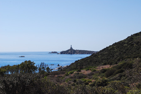 View of beautiful sea of Villasimius, in Sardinia, Italyの写真素材