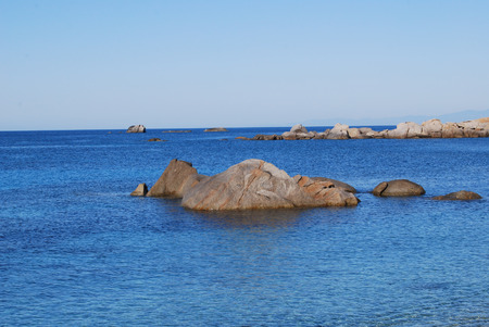 View of beautiful sea of Villasimius, in Sardinia, Italyの写真素材