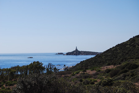 View of beautiful sea of Villasimius, in Sardinia, Italyの写真素材