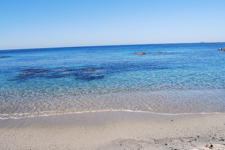 View of beautiful sea of Villasimius, in Sardinia, Italyの写真素材