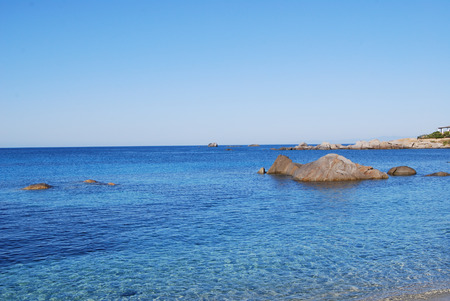 View of beautiful sea of Villasimius, in Sardinia, Italyの写真素材
