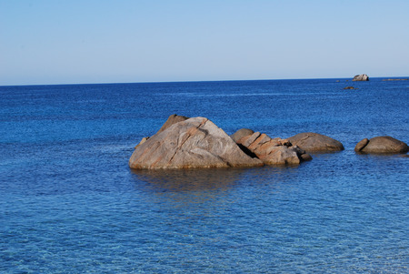 View of beautiful sea of Villasimius, in Sardinia, Italyの写真素材