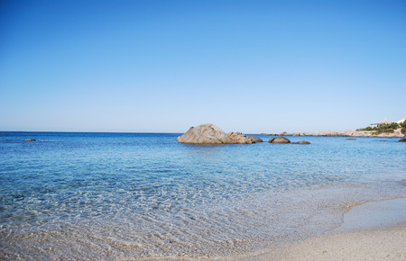 View of beautiful sea of Villasimius, in Sardinia, Italyの写真素材