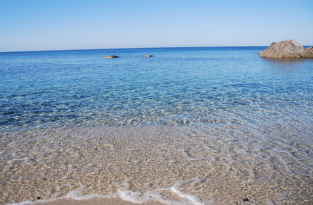 View of beautiful sea of Villasimius, in Sardinia, Italyの写真素材