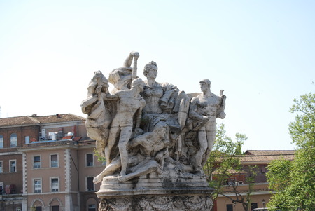 Sculpture at Vittorio Emanuele II Bridge, Rome, Italyの写真素材