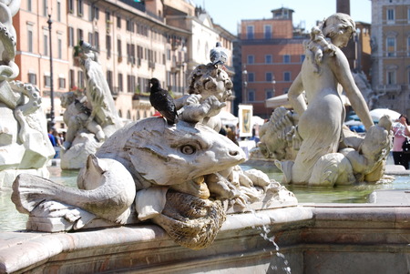 Neptune Fountain in Rome, Italyのeditorial素材