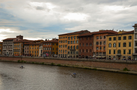 Pisa, Italy  City streets illuminated for San Ranieri Luminaraのeditorial素材