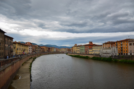 Pisa, Italy  City streets illuminated for San Ranieri Luminaraの写真素材