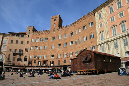 View of gothic city of Siena, Italyのeditorial素材