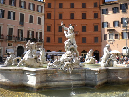 Neptune Fountain in Rome, Italyの写真素材