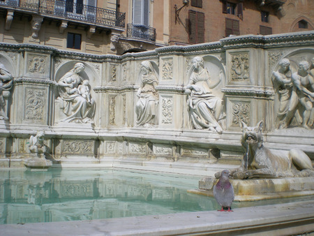 Fonte Gaia (Fountain of Joy) in Siena. Italy, Europeのeditorial素材