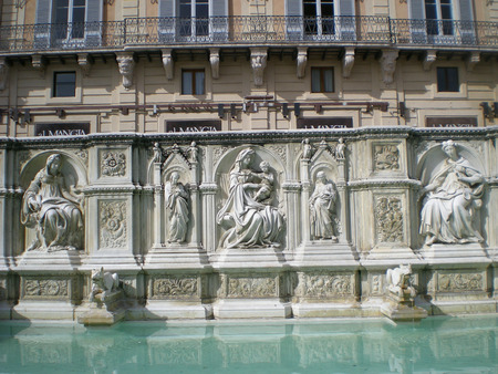 Fonte Gaia (Fountain of Joy) in Siena. Italy, Europeの写真素材