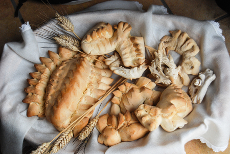 Coccoi, typical bread from Sardiniaの写真素材
