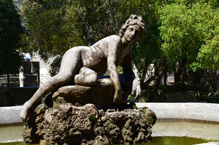 Ancient streets statue in old italian style. Erice, Sicily, Italyの写真素材