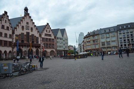 Historical Romer Square in the city of Frankfurt Main, Germanyのeditorial素材
